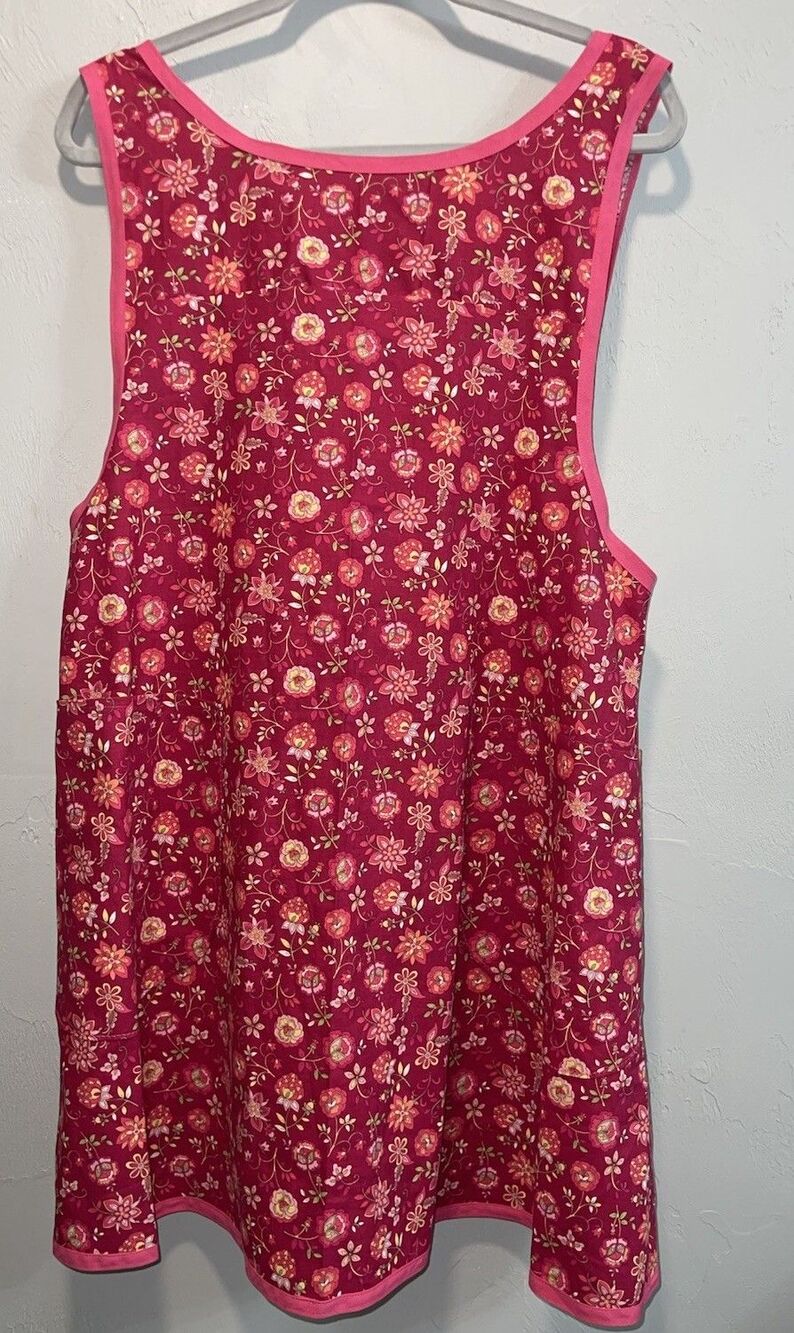 Homemade Floral Cross Back Apron Pink Cottagecore Pinafore Smock OS